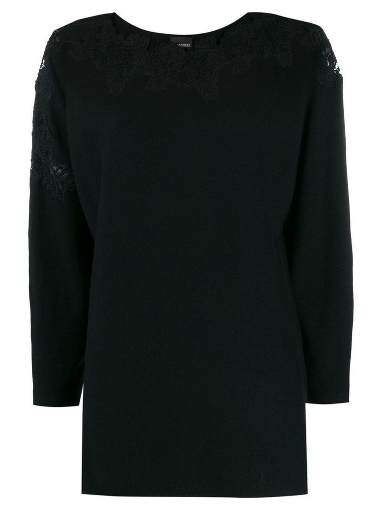 Ermanno Ermanno lace trim sweater - Black