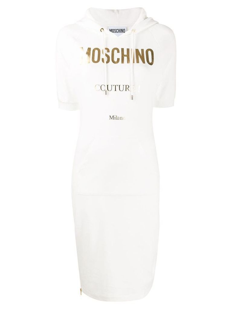 Moschino logo printed hoodie dress - White