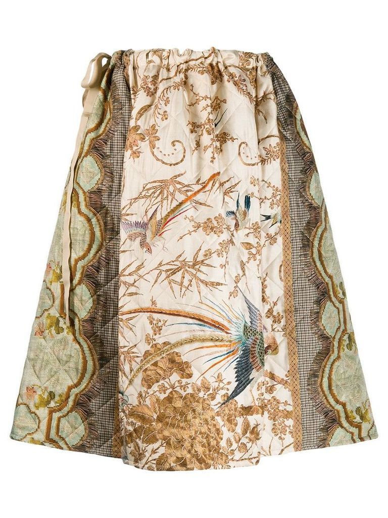 Pierre-Louis Mascia flared botanical print skirt - Neutrals