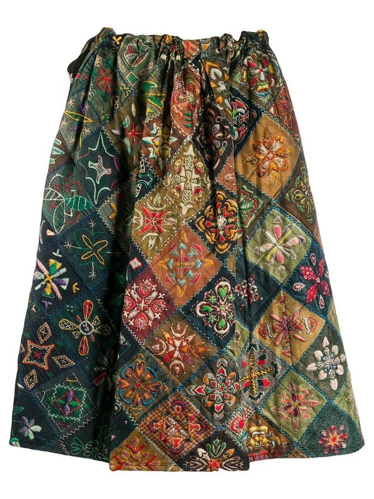 Pierre-Louis Mascia flared tile print skirt - Green