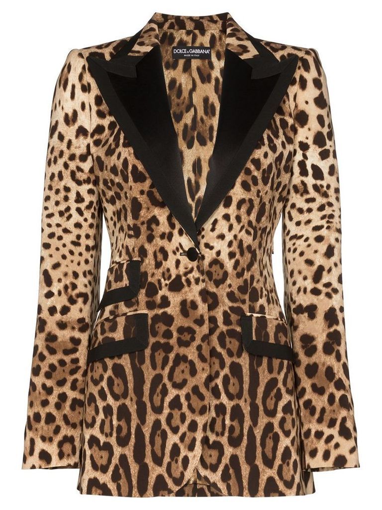 Dolce & Gabbana leopard print tailored blazer - Brown