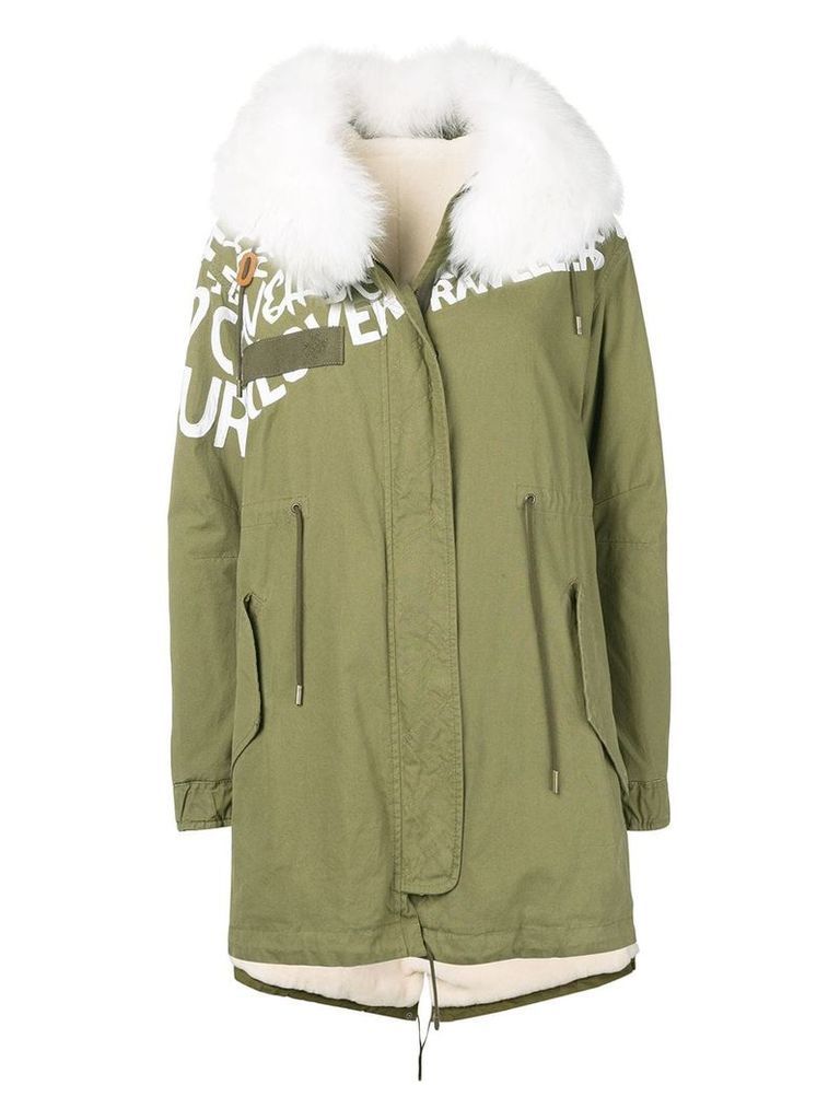 Mr & Mrs Italy graphic print mid-length parka - Green