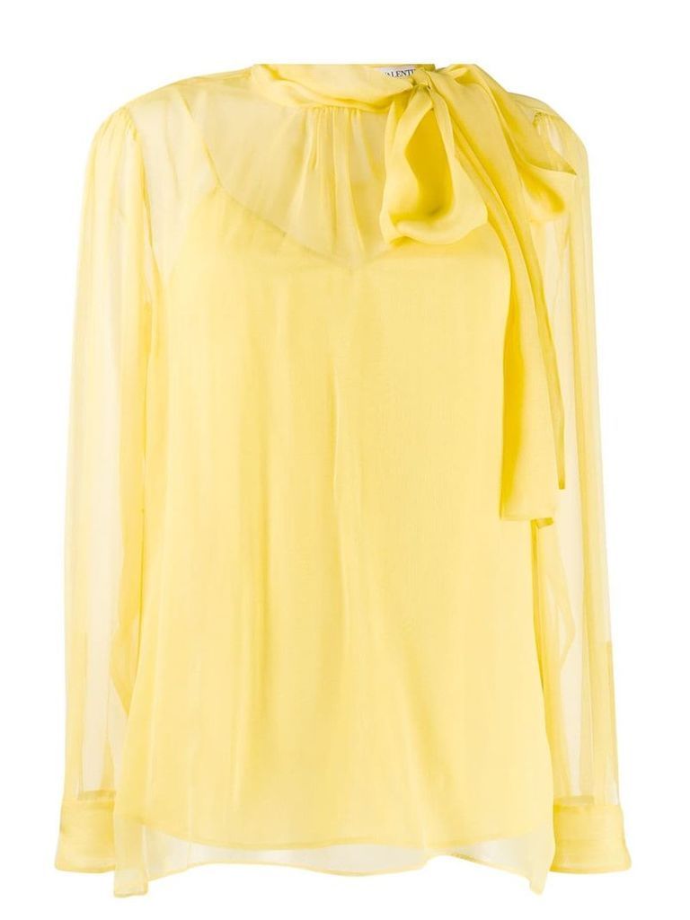 Valentino pussy bow sheer blouse - Yellow