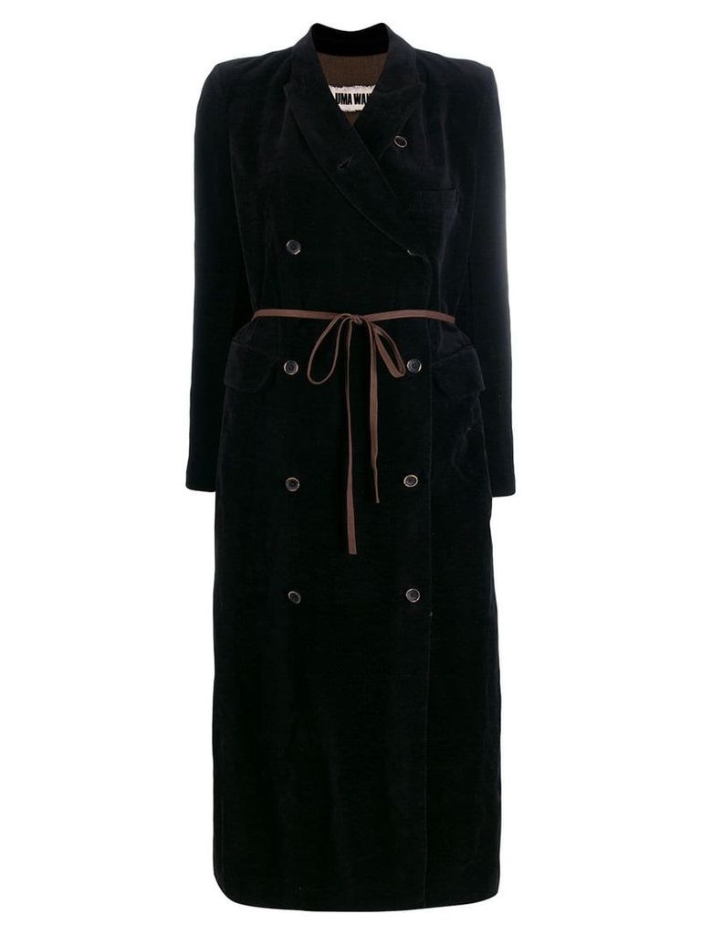 Uma Wang long double-breasted coat - Black