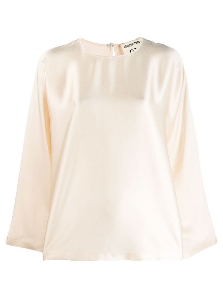 Semicouture flared long-sleeve blouse - NEUTRALS