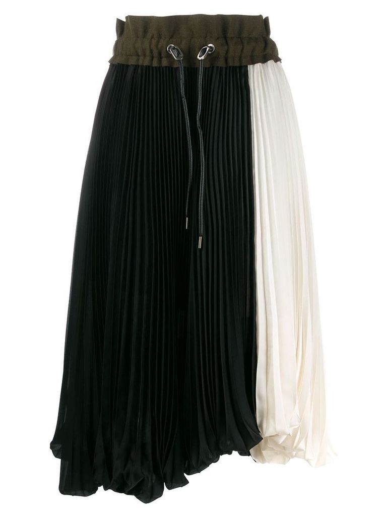 Sacai color-block pleated skirt - Black