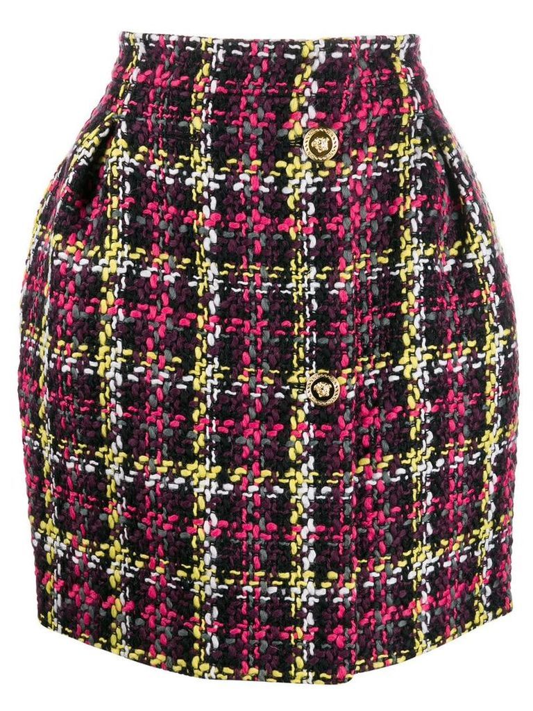 Versace woven checked mini skirt - PINK