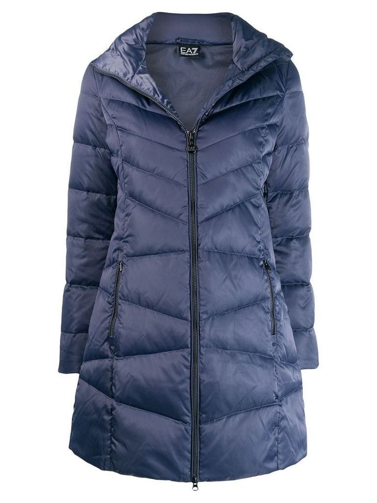 Ea7 Emporio Armani quilted fitted coat - Blue