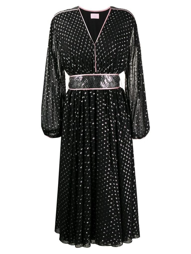 Giamba embroidered flared dress - Black