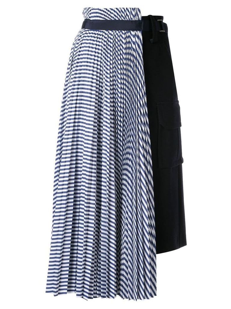 Sacai striped hybrid skirt - Blue
