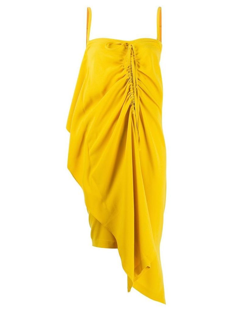 McQ Alexander McQueen ruched drape asymmetric dress - Yellow