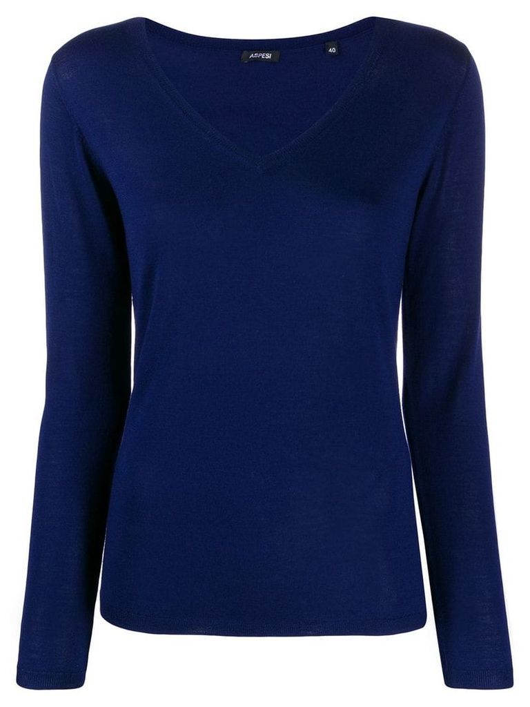 Aspesi v-neck knitted top - Blue