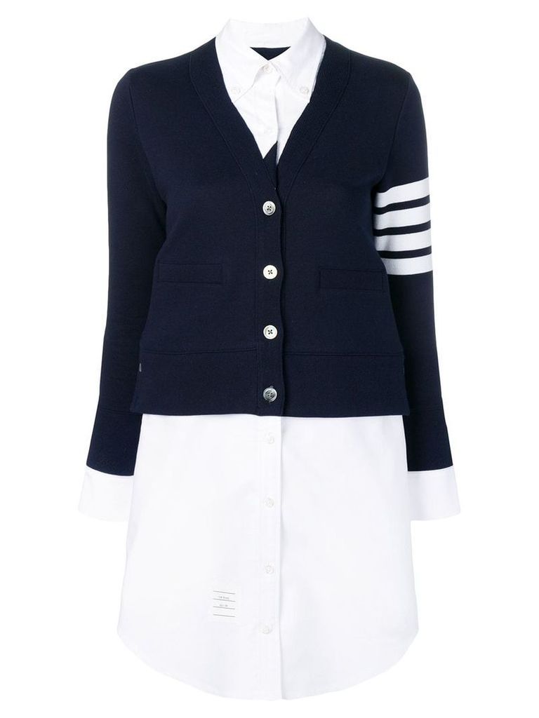 Thom Browne Trompe L'Oeil cardigan shirtdress - Blue