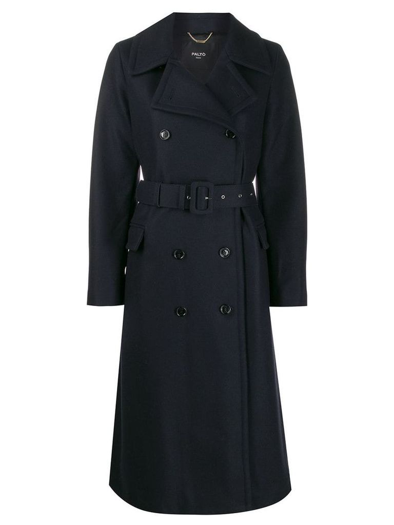 Paltò double-breasted belted coat - Blue