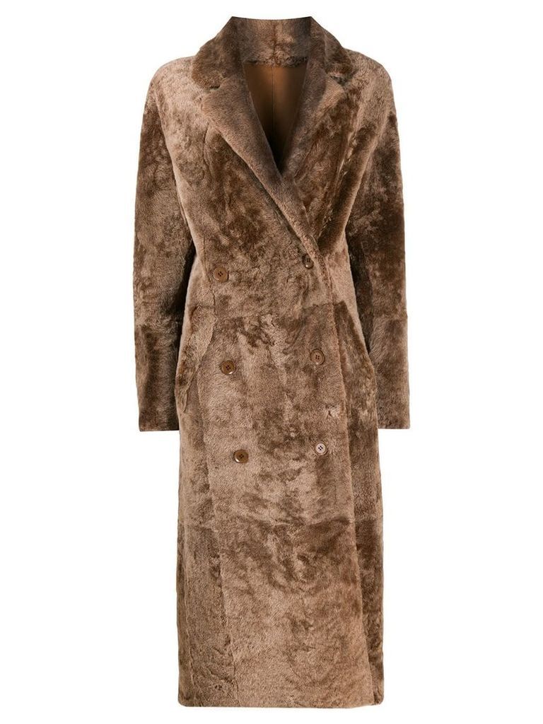 S.W.O.R.D 6.6.44 double breasted shearling coat - Brown