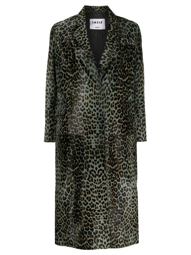 S.W.O.R.D 6.6.44 oversized leopard print coat - Grey