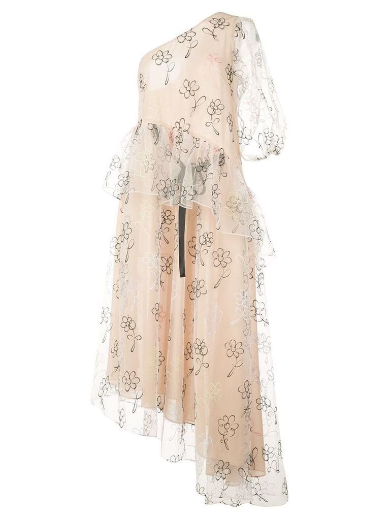 Sandy Liang asymmetric sheer dress - NEUTRALS
