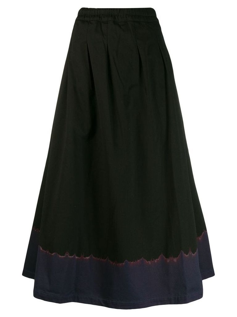 Suzusan contrast flared A-line skirt - Black