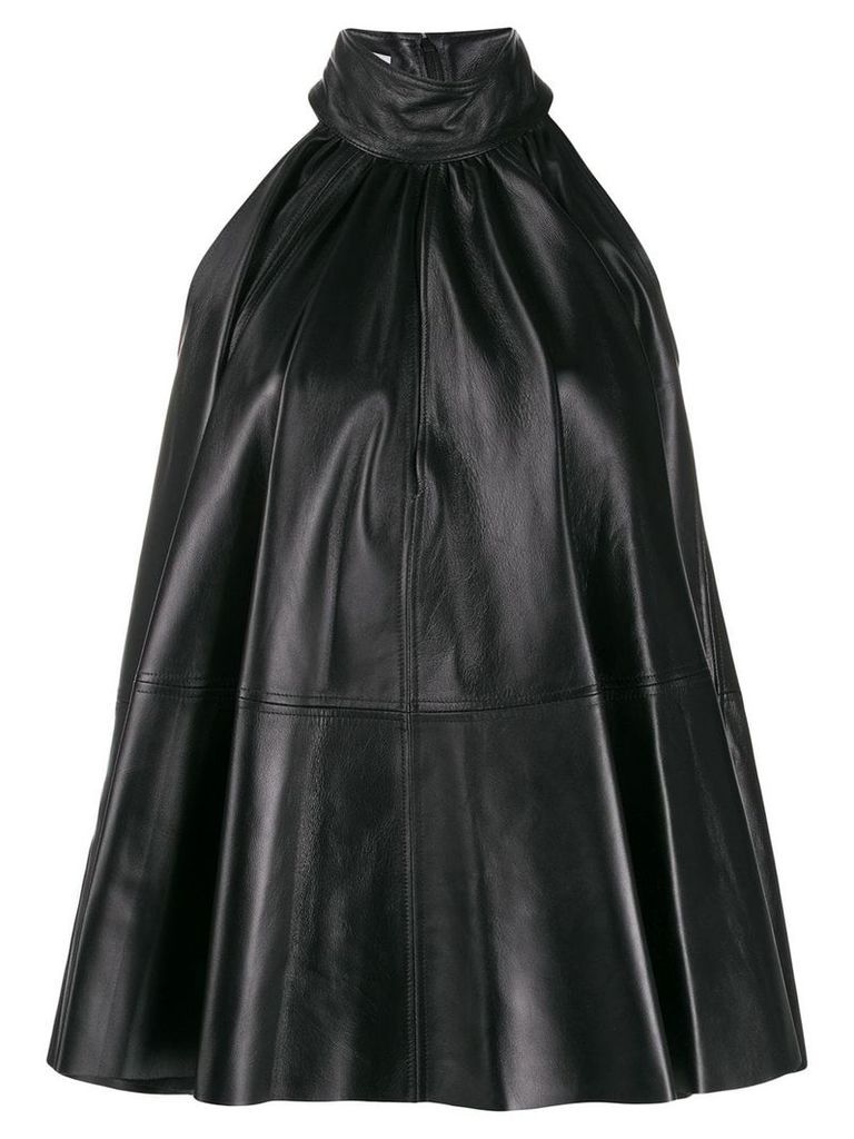 16Arlington panelled leather halterneck dress - Black