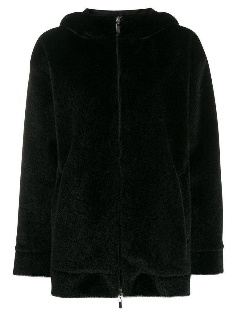 Twin-Set zip up faux-fur coat - Black