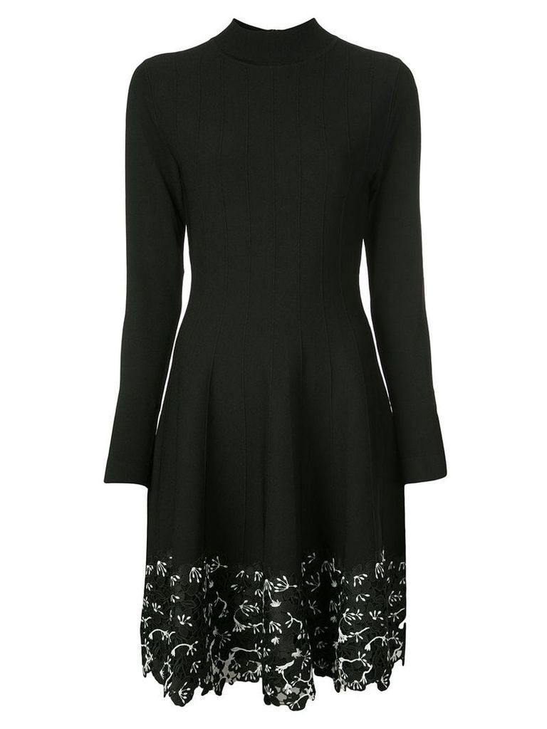 Lela Rose lace-trim sweater dress - Black