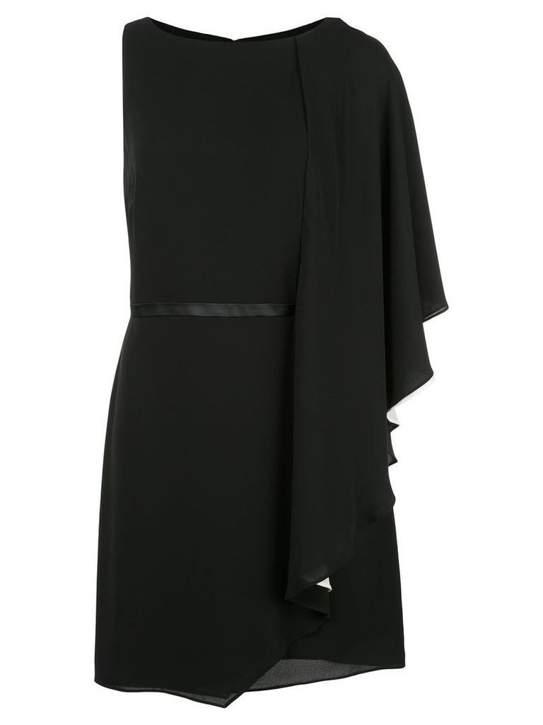 Halston Heritage asymmetric frilled mini dress - Black