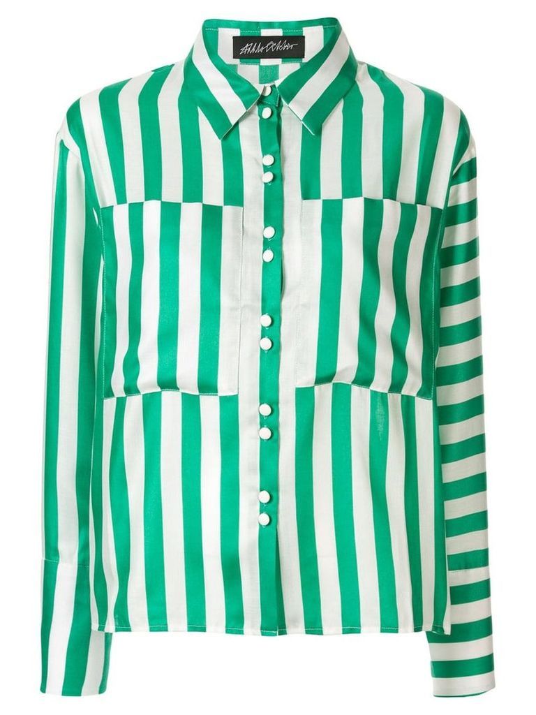 Anna October oversized pockets striped shirt - Green
