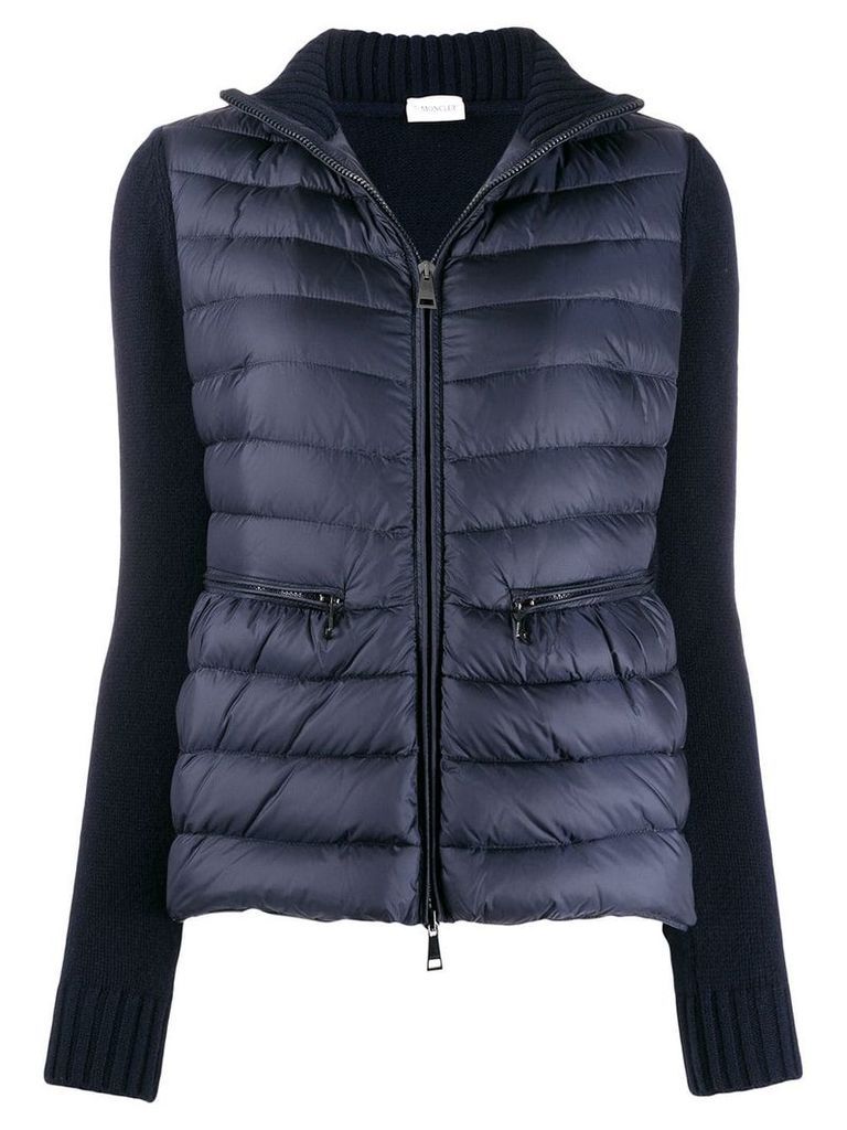 Moncler knitted sleeve padded jacket - Blue