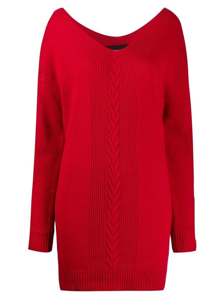 Boutique Moschino intarsia knitted dress - Red