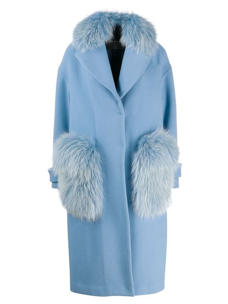 Blancha fur trim coat - Blue