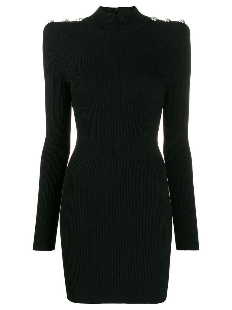 Balmain Buttoned knit mini-dress - Black