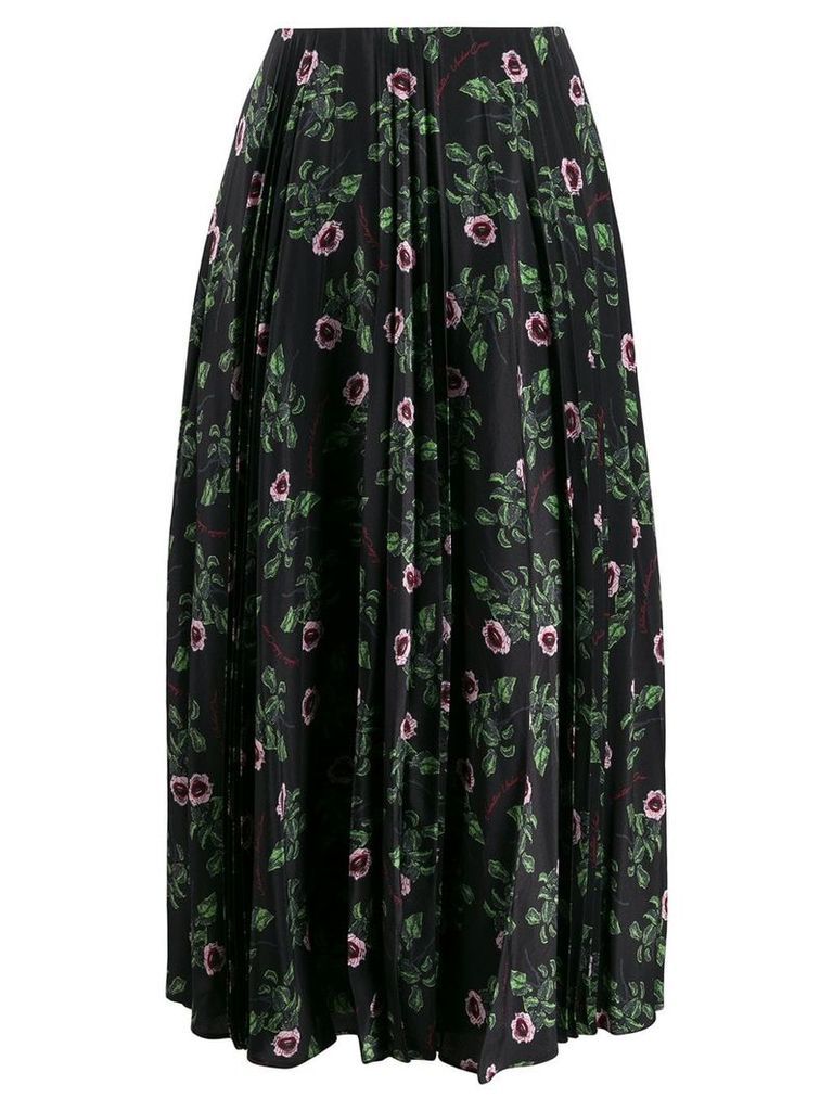 Valentino pleated floral print skirt - Black