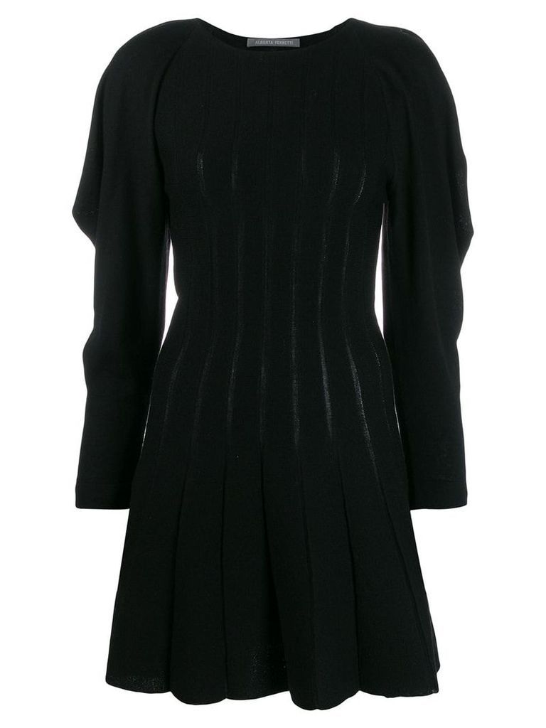 Alberta Ferretti ruffle sleeve knitted dress - Black