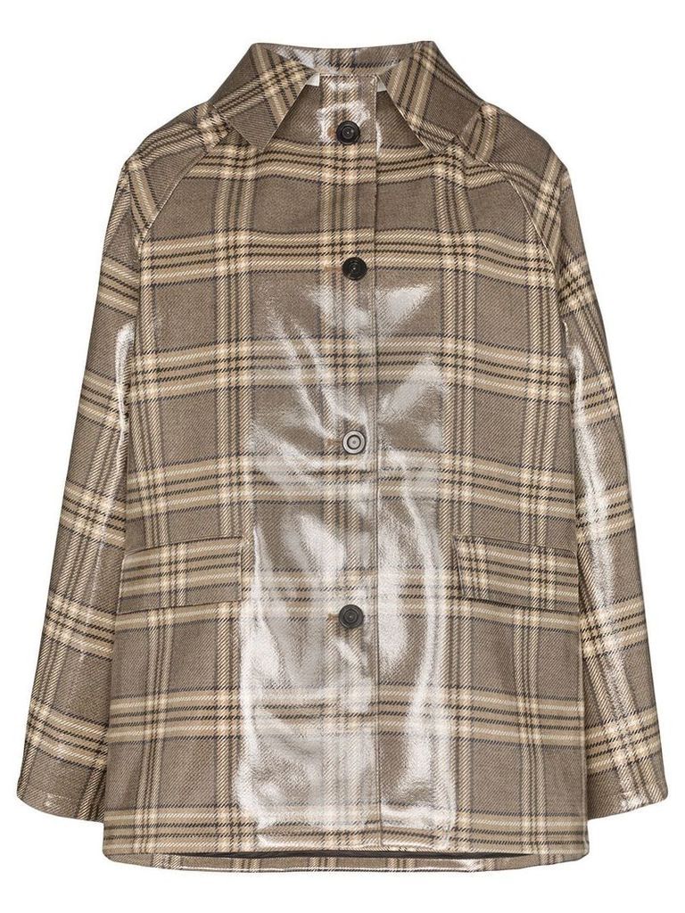 KASSL Editions point-collar coated check coat - Brown