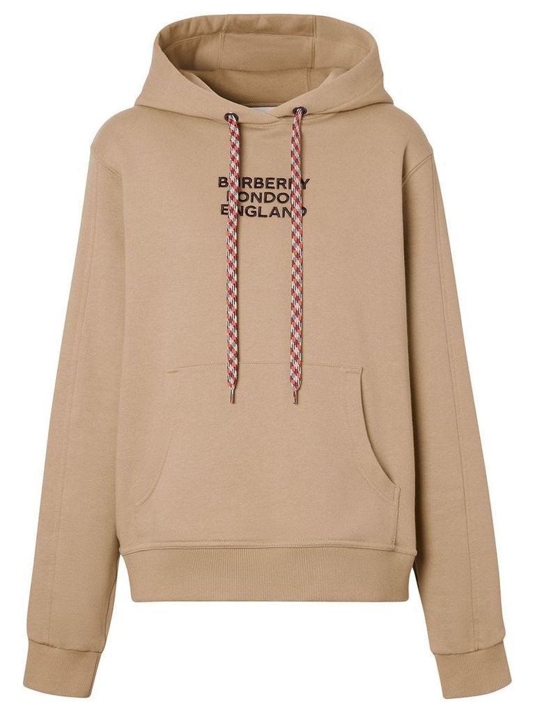 Burberry embroidered logo oversized hoodie - Brown