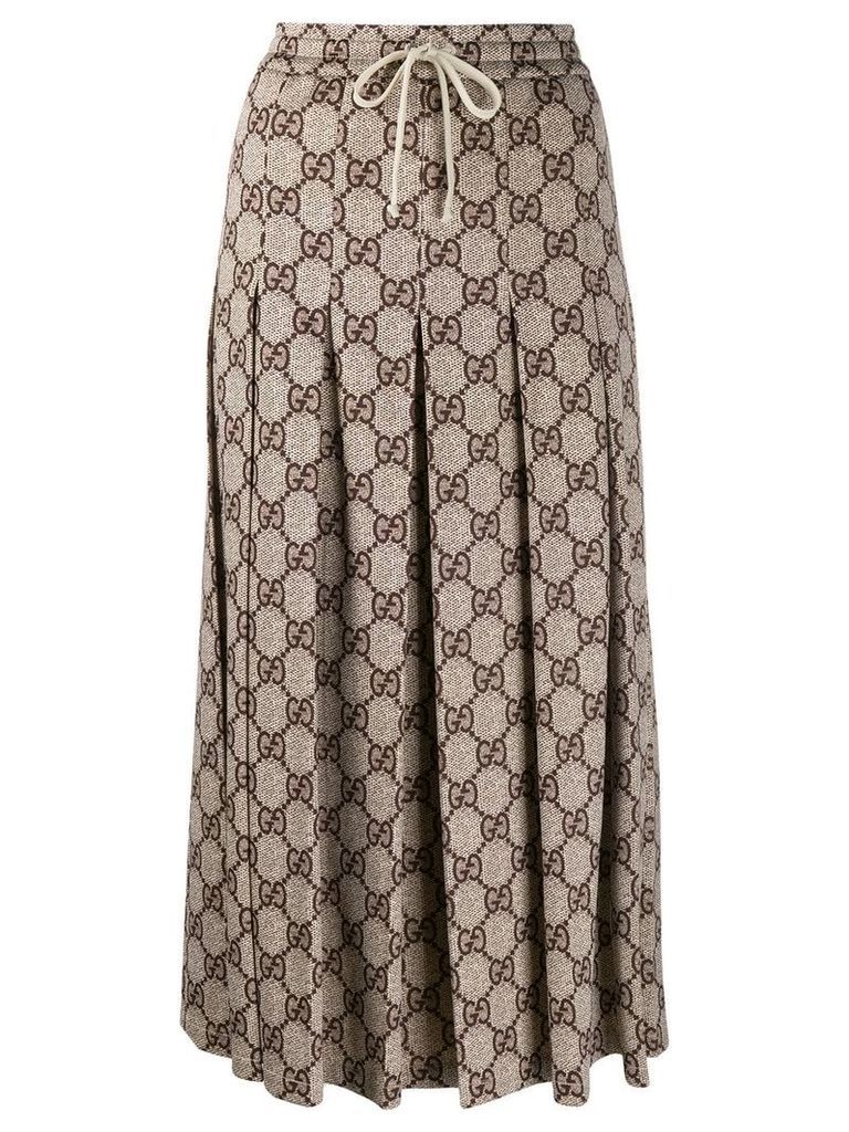 Gucci GG pattern pleated midi skirt - NEUTRALS