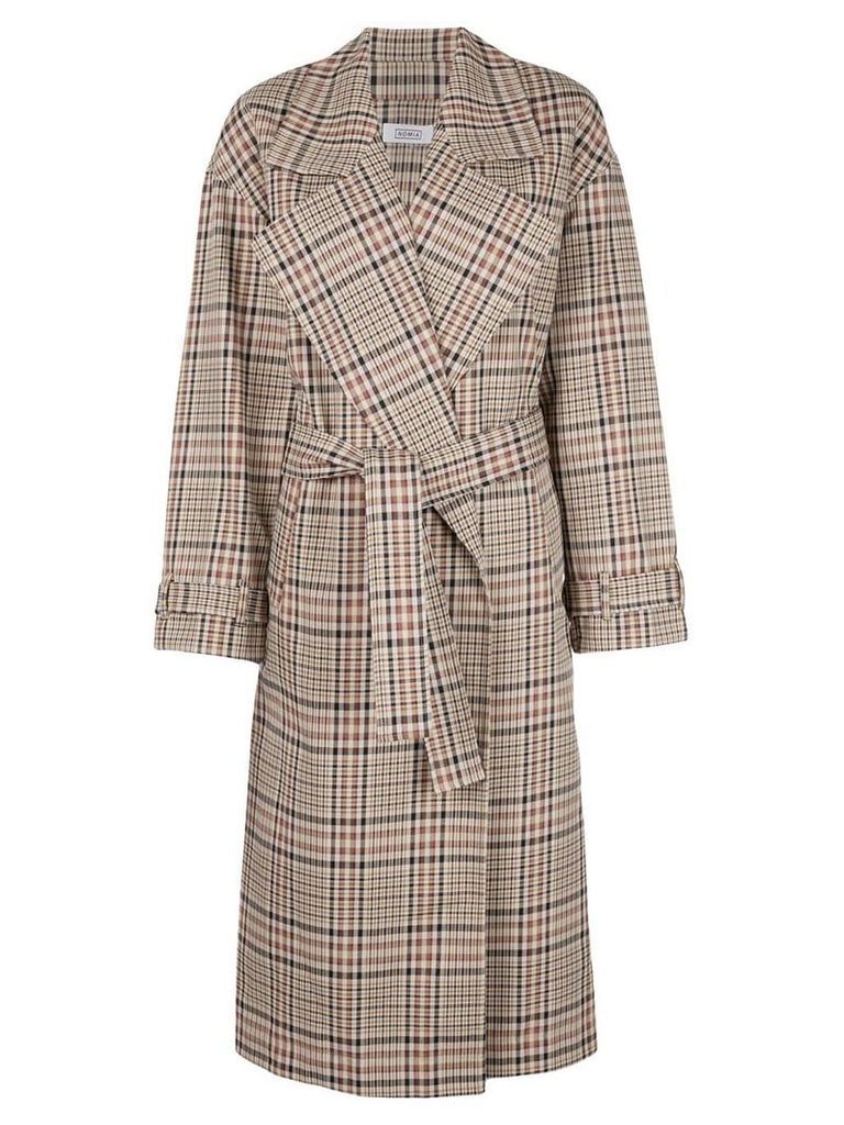 Nomia plaid pattern trench coat - Brown
