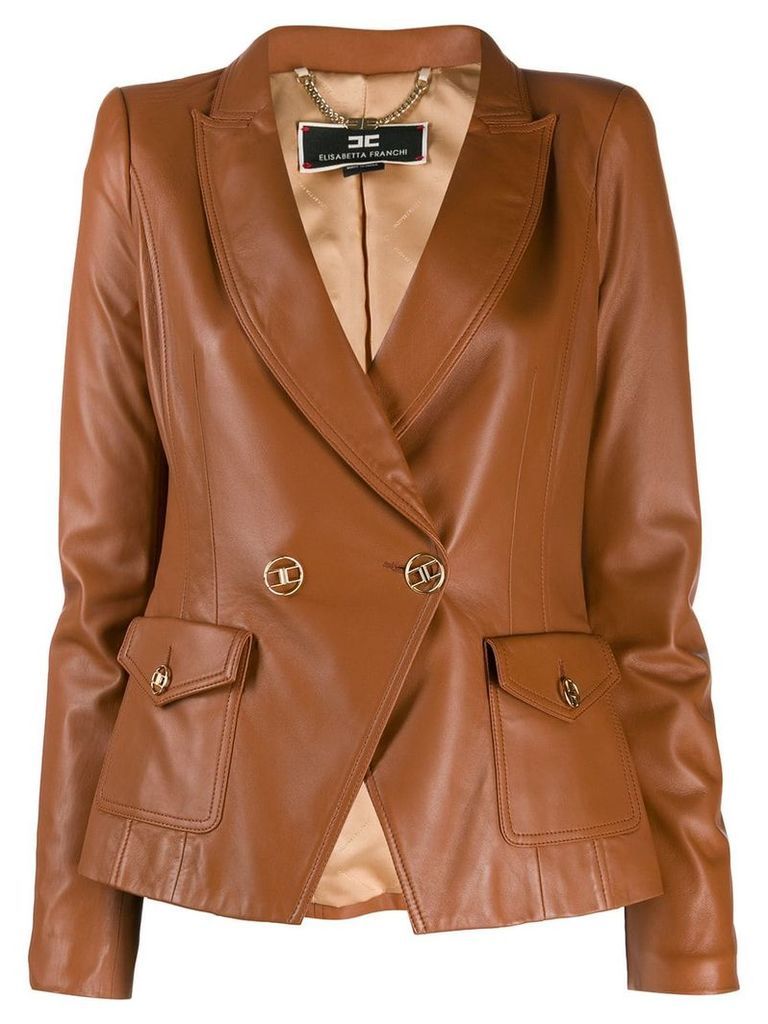 Elisabetta Franchi textured blazer jacket - Brown