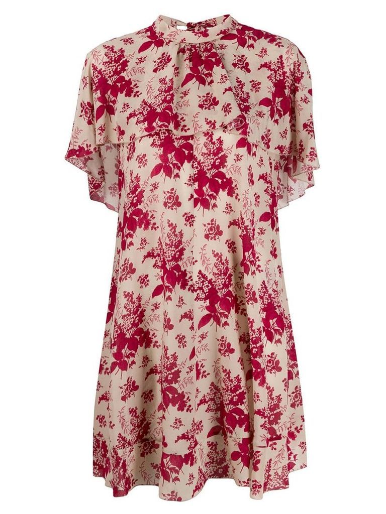 Red Valentino floral ruffled dress - NEUTRALS