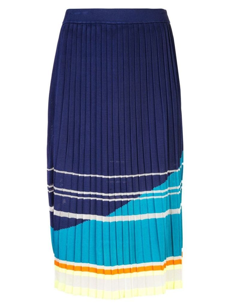 i-am-chen knit pleated midi skirt - Blue