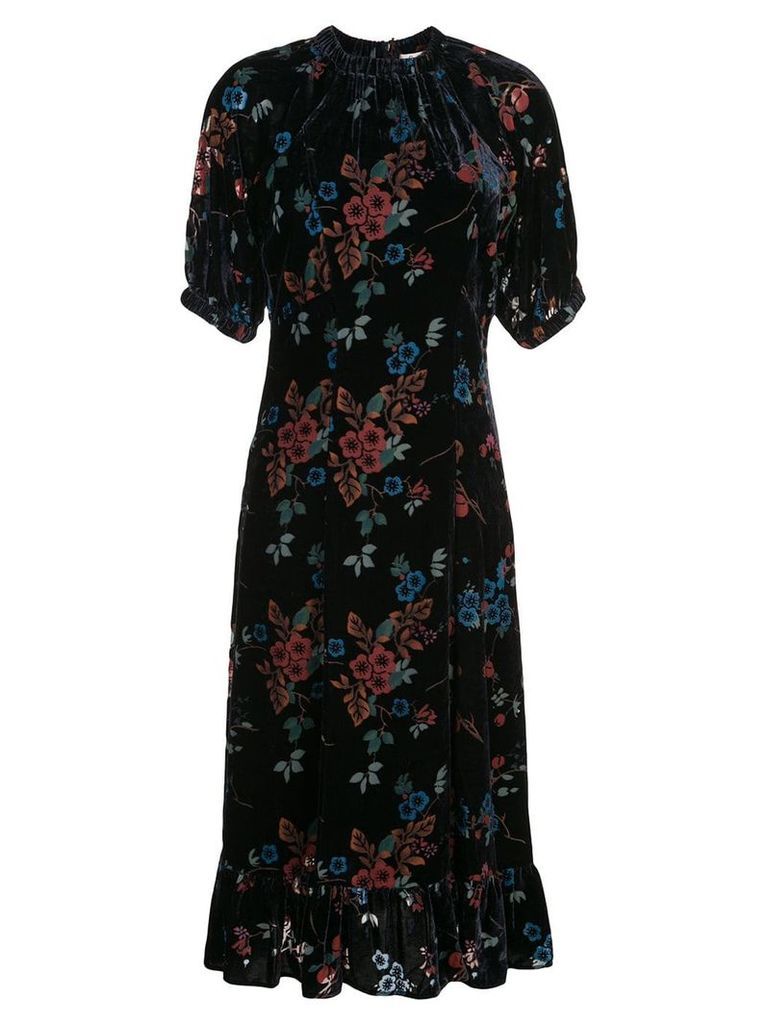 Sea floral print midi dress - Black