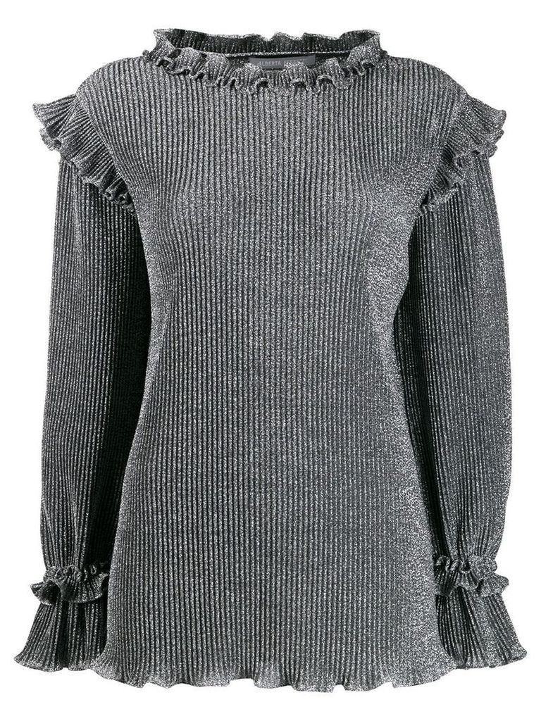 Alberta Ferretti metallic knit ruffled sweater - Grey
