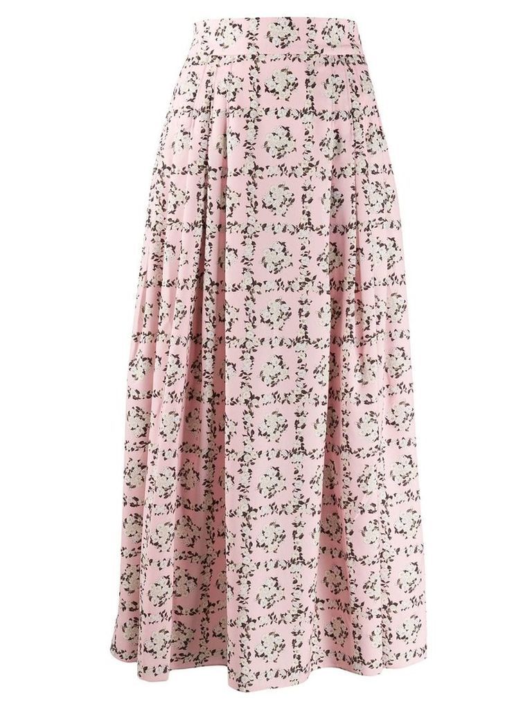 Emilia Wickstead Square Rose print skirt - PINK