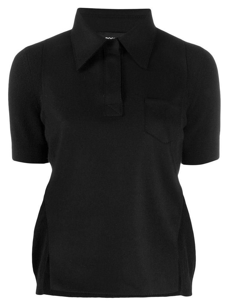 Rochas pointed collar knitted top - Black