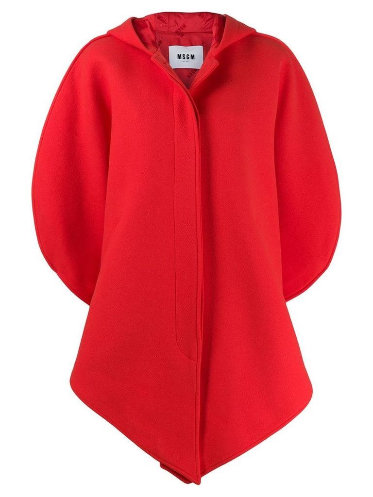MSGM asymmetric hooded coat - Red