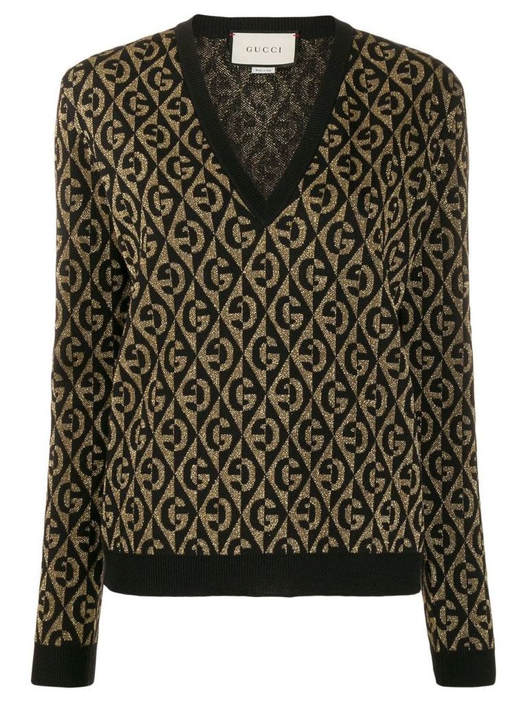 Gucci G monogram patterned metallic detail jumper - Black