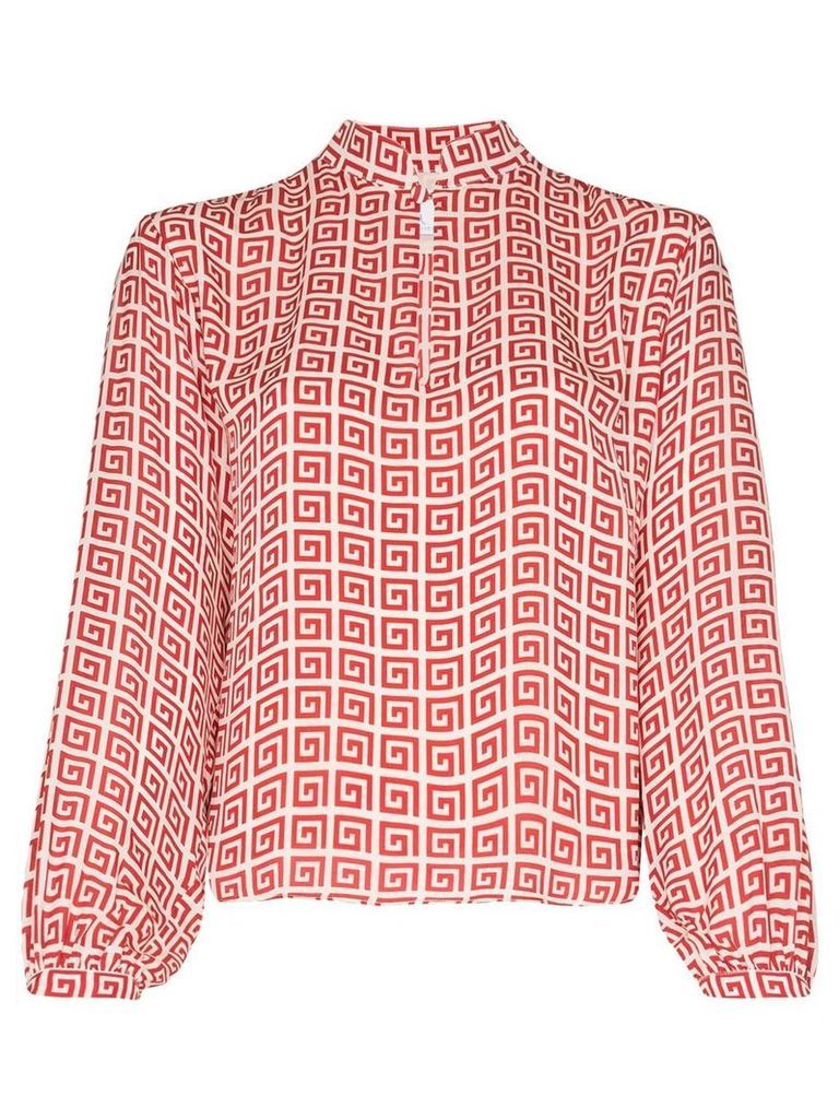 Rebecca De Ravenel spiral-print peasant blouse - Red white combo