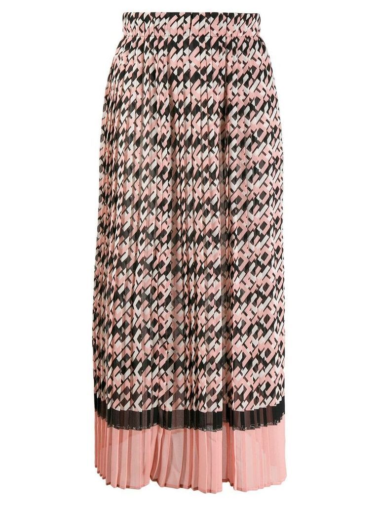 Elisabetta Franchi logo print pleated skirt - PINK