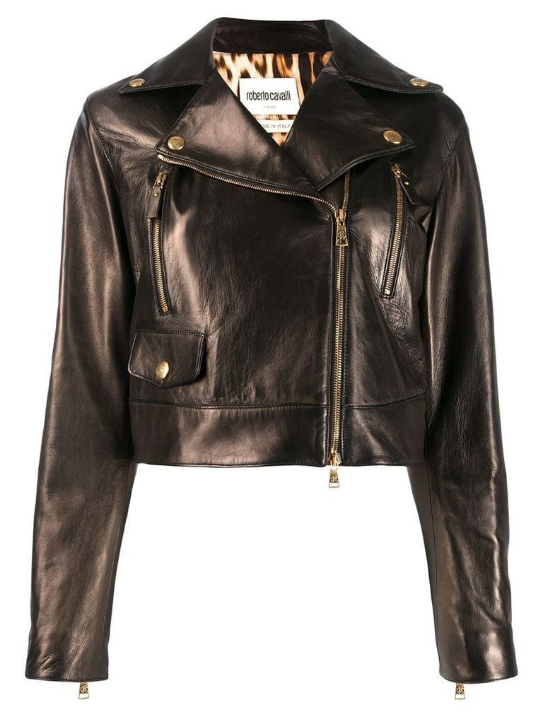 Roberto Cavalli cropped leather jacket - Black