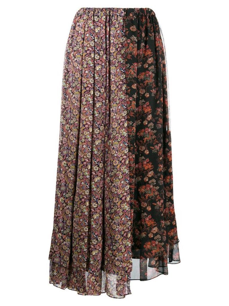 Junya Watanabe patched floral print skirt - Black